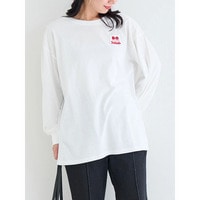 BACK帽子クマ刺繍ロングTシャツ