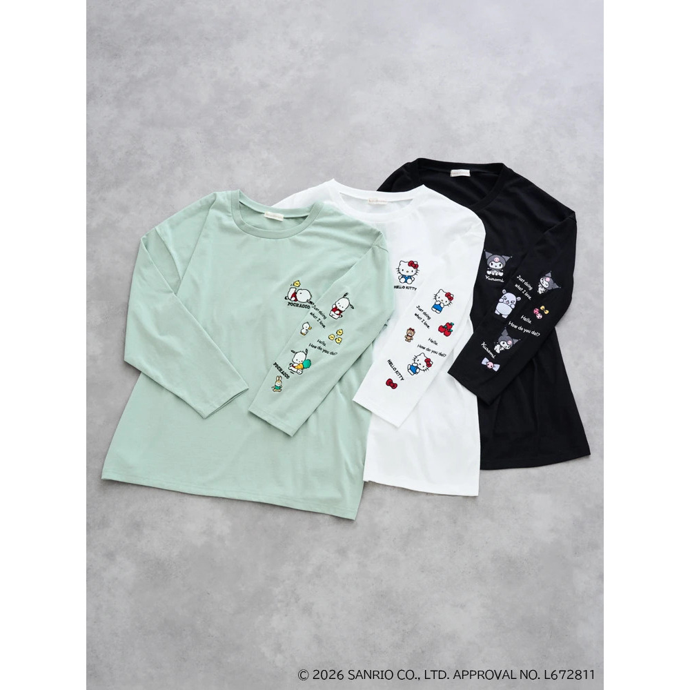 【サンリオキャラクターズ】刺繍ゆるロングTシャツ