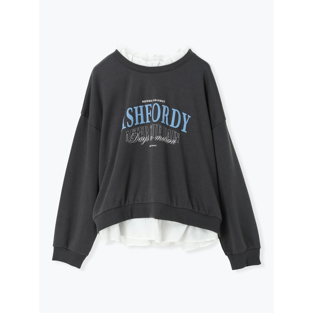 シャツレイヤード風ロゴプリントプルオーバー1