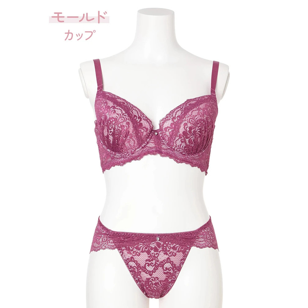 【脇高】[D85-I95］レースブラ＆ショーツ(モールドカップ)