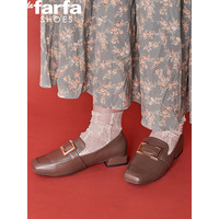 【la farfa SHOES/ラ・ファーファシューズ】スクエアオーナメントローファー