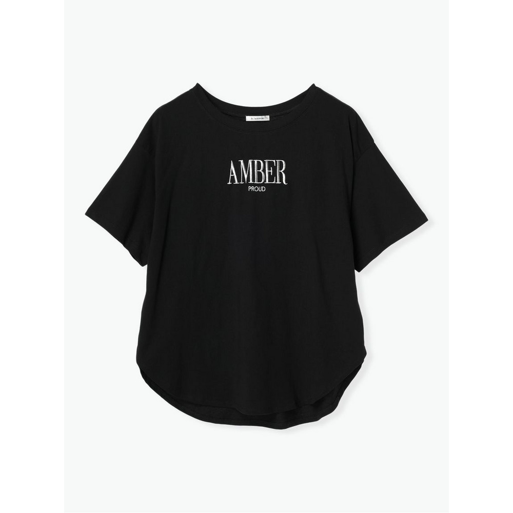 【接触冷感】AMBER刺繍Tシャツ 黒 1