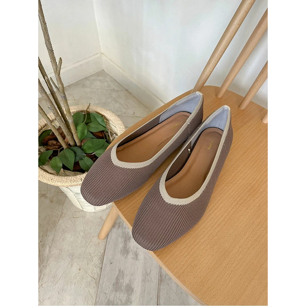 【サイトリニューアルSALE】【la farfa SHOES/ラ・ファーファシューズ】ニットバレエパンプス モカ茶 1