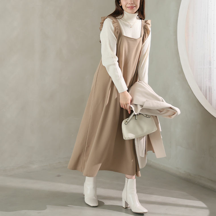 新色追加!! スポッと着られる!!”楽かわ”シリーズ! バックリボン or 肩フリル から選べる バックデザイン ワンピース1