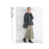 ストレッチで動きやすい！ ウールライク 起毛カット×リブ プルオーバー