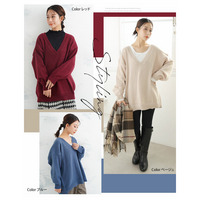 レイヤードで着やせる！大人の為の抜け感小顔な美人Vネックニット