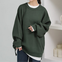 新色追加!! 寒くない冬こそ活躍！1枚で完結 スウェットライク ニット レイヤード風 トップス