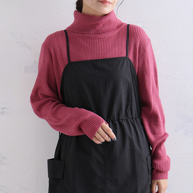 Tシャツ感覚で着れる カメレオン級の着回しが叶う タートル リブ ニット1