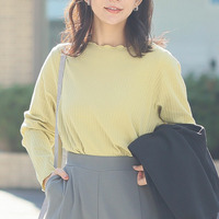 ピタピタからの解放 着やすいから着まわしたい！サイズと着心地にこだわり選べるネック 綿混メロウリブトップス