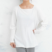 ピタピタからの解放 着やすいから着まわしたい！サイズと着心地にこだわり選べるネック 綿混メロウリブトップス