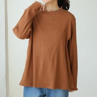 ピタピタからの解放 選べるネック 綿混 メロウ リブ トップス