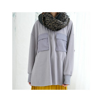 胸ポケットがアクセント 1枚であったかい もちのび シャギートップス 