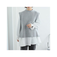 好みの丈が選べる！コーデいらずな美人に 体型カバー ニットベスト & フレアブラウス セット