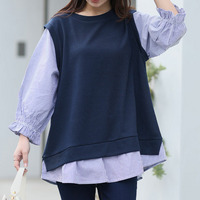 新色追加!! 華奢魅せ×お洒落 さっと着てパッと可愛い 1枚で完成 ドッキングトップス