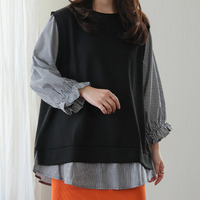 新色追加!! 華奢魅せ×お洒落 さっと着てパッと可愛い 1枚で完成 ドッキングトップス