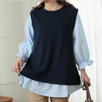 新色追加!! 華奢魅せ×お洒落 さっと着てパッと可愛い 1枚で完成 ドッキングトップス