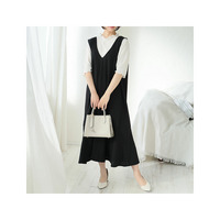 選べる2丈! ストレッチ 五分袖 リブトップス×マーメイド ジャンスカ 2点セット