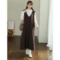 選べる2丈! ストレッチ 五分袖 リブトップス×マーメイド ジャンスカ 2点セット