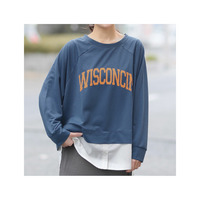 カレッジロゴ レイヤード風デザイン ロンT