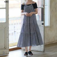 【風通るプレミアム】 ティアード切替え キャミワンピース