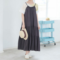 【風通るプレミアム】 ティアード切替え キャミワンピース