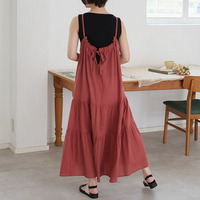 【風通るプレミアム】 ティアード切替え キャミワンピース