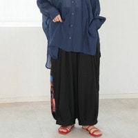 【再入荷】サイドスリット 上品柄 ランタンパンツ