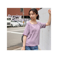 【effortless mode】スッキリ美人シルエット スクエアネック ボーダー ニット プルオーバー