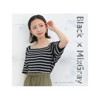 【effortless mode】スッキリ美人シルエット スクエアネック ボーダー ニット プルオーバー