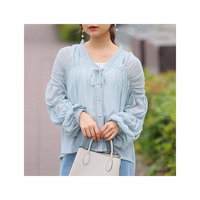 涼やか美人! ギャザーシフォン 楊柳ブラウス シアー 体型カバー 着痩せ