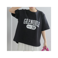 【ハッピーさらりん】 カレッジプリント 裾ラウンド Tシャツ