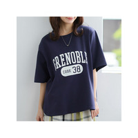 新色追加!! 【ハッピーさらりん】 カレッジプリント 裾ラウンド Tシャツ