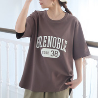 新色追加!! 【ハッピーさらりん】 カレッジプリント 裾ラウンド Tシャツ