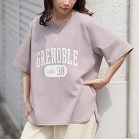 新色追加!! 【ハッピーさらりん】 カレッジプリント 裾ラウンド Tシャツ