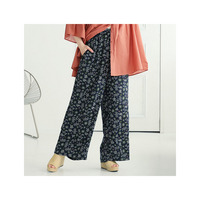 スラっと楽ちん ひんやり リラックス 華やぎプリント 細魅せ イージーパンツ