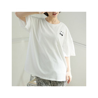 さらっと 綿100％ ひょっこりアニマル刺繍 コットン ゆるTシャツ