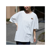 さらっと 綿100％ ひょっこりアニマル刺繍 コットン ゆるTシャツ