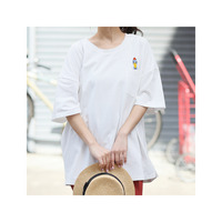 さらっと 綿100％ ひょっこりアニマル刺繍 コットン ゆるTシャツ