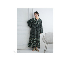 【FROM INDIA】 切替 レーヨン プリント ワンピース
