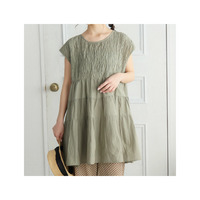 【さら軽コットン】 シャーリング ＆ ティアード チュニック