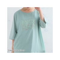 ひんやり可愛い！ 接触冷感 フラワープリント 前身 シフォン プルオーバー Tシャツ Hibiya Kadan