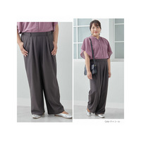 ウエストすっきり タック使い セミワイドパンツ