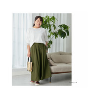 ウエストすっきり タック使い ワイドスカンツ