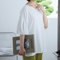 さらさら快適！ 夏のひんやり 袖タック フレア チュニック Tシャツ