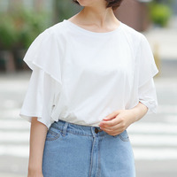 さらさら快適！ 夏のひんやり ラッフル ショルダー Tシャツ