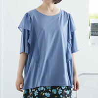 さらさら快適！ 夏のひんやり ラッフル ショルダー Tシャツ