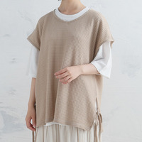 コーデがマッチ！！ ワッフル風ベスト & ゆるTシャツ アンサンブル