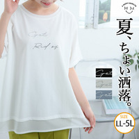シアー使い 箔プリント Tシャツ