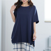 体型別対応 肌触り心地良い 綿フライス サイドギャザー ドルマン トップス