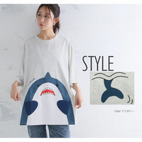 ひれ異素材 サメ Tシャツ